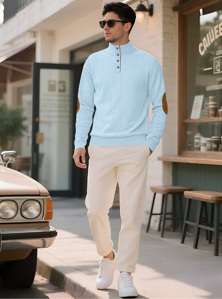 Herren Strickpullover mit hohem Kragen und eleganten Knopfleisten Aliams