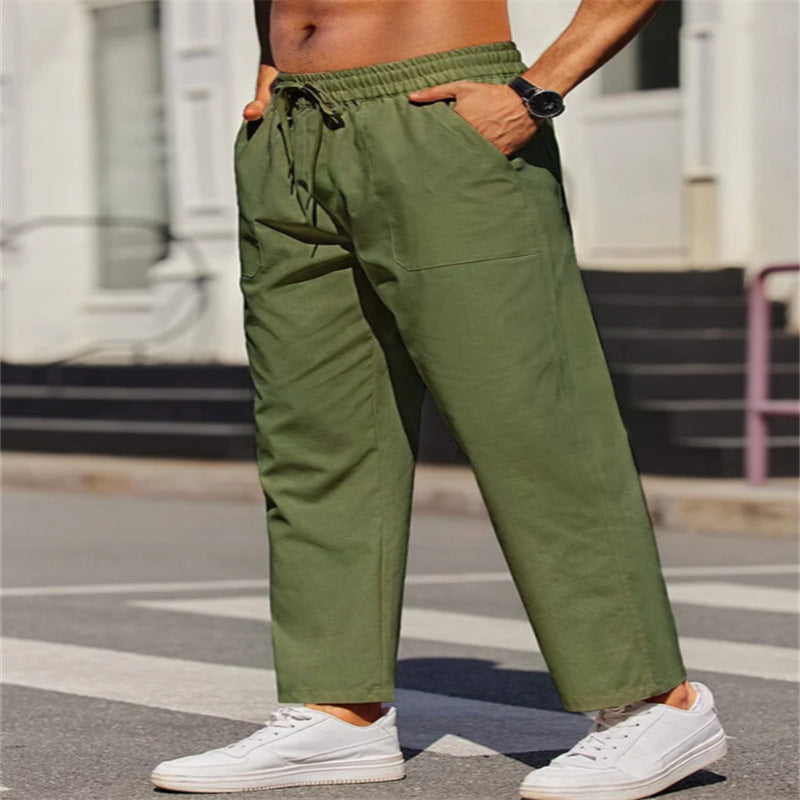 Herren Freizeithose aus leichtem, atmungsaktivem Material mit elastischem Bund und praktischen Taschen Aliams