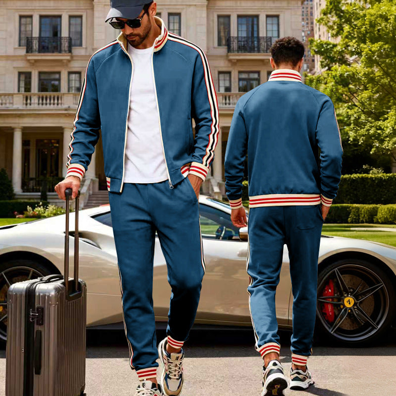 Herren sportlicher Freizeitanzug mit kontrastierenden Streifen Aliams