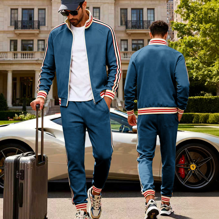 Herren sportlicher Freizeitanzug mit kontrastierenden Streifen Aliams