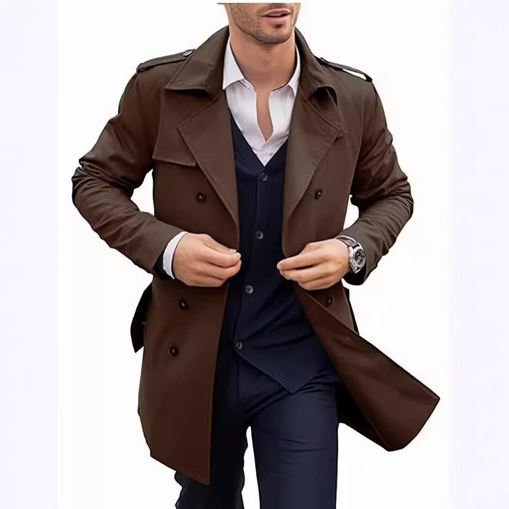 Herren Eleganter Trenchcoat mit klassischem Schnitt und praktischen Taschen Aliams