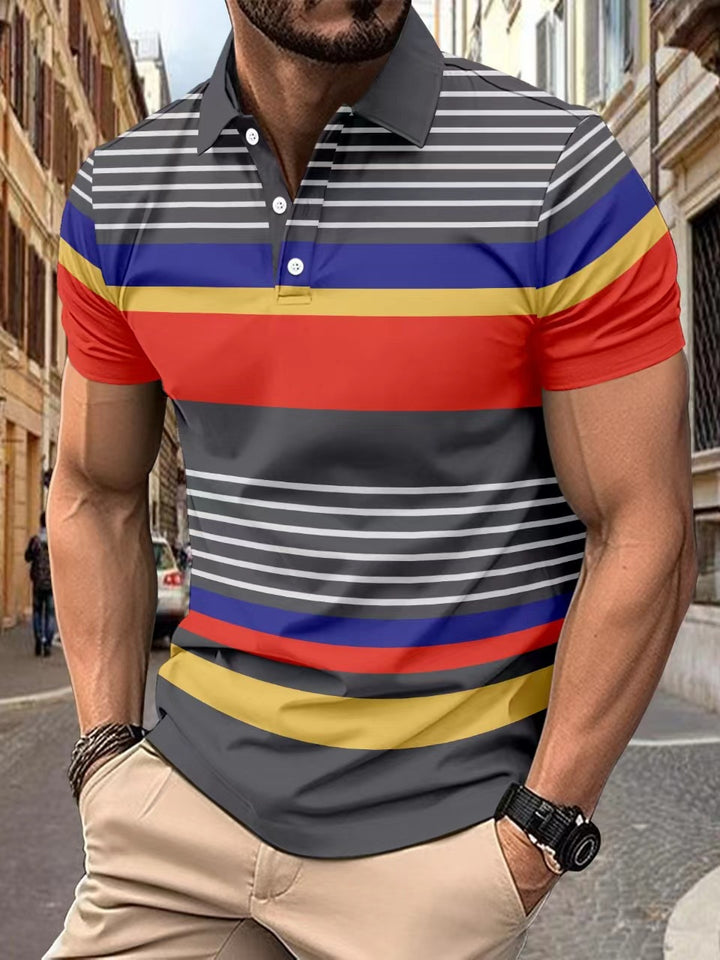 Herren Poloshirt mit modischem Streifendessin und hochwertiger Baumwollmischung Aliams