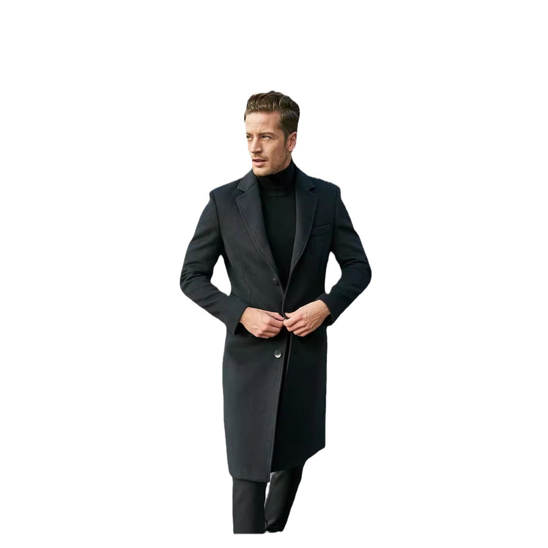 Herren eleganter lange Wool Blend Mantel Aliams
