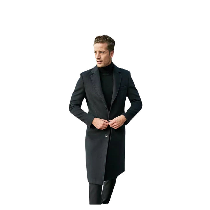 Herren eleganter lange Wool Blend Mantel Aliams