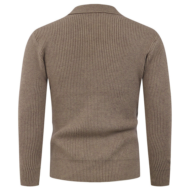 Herren Strickpullover mit modernem Polokragen und funktionalem Knopfverschluss Aliams