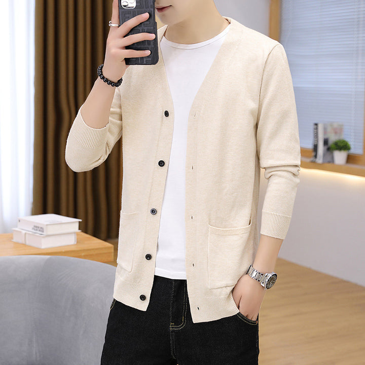 Herren eleganter leichter Strickcardigan mit Taschen Aliams