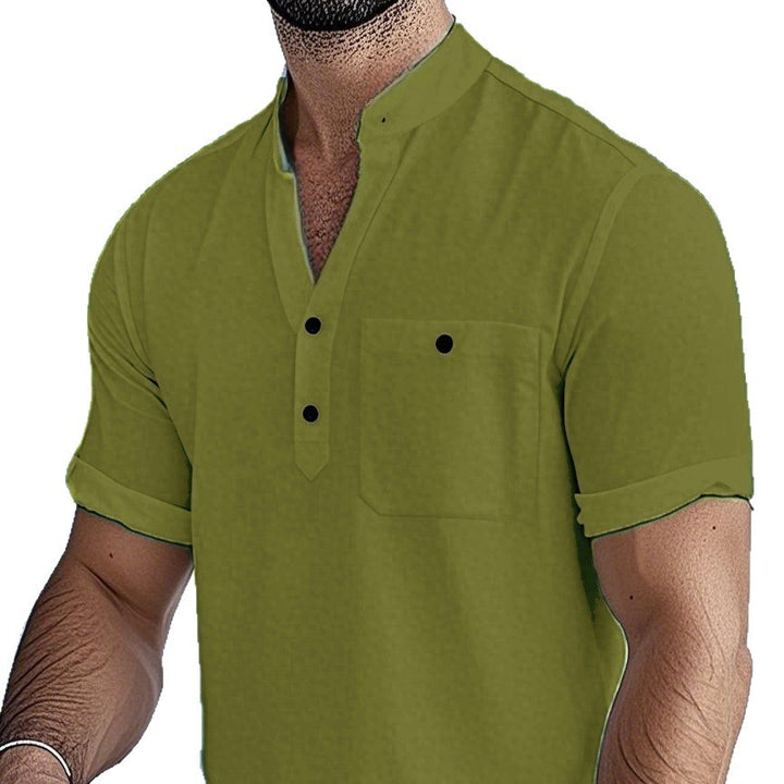 Herren Freizeit Kurzarm Hemd mit Knopfverschluss Aliams