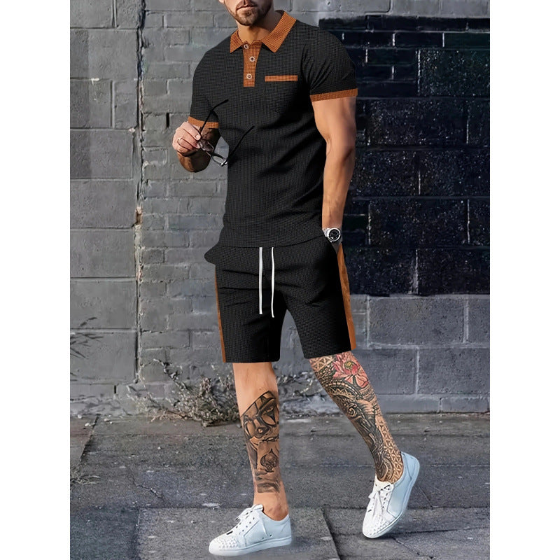 Herren Poloshirt und Shorts Set mit stylischem Kontrastdesign Aliams