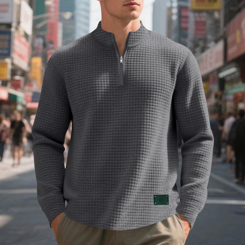 Herren Pullover mit Reißverschluss und strukturiertem Design Aliams
