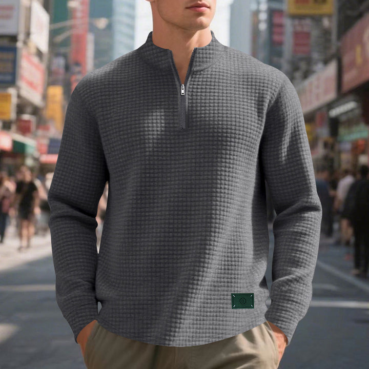 Herren Pullover mit Reißverschluss und strukturiertem Design Aliams