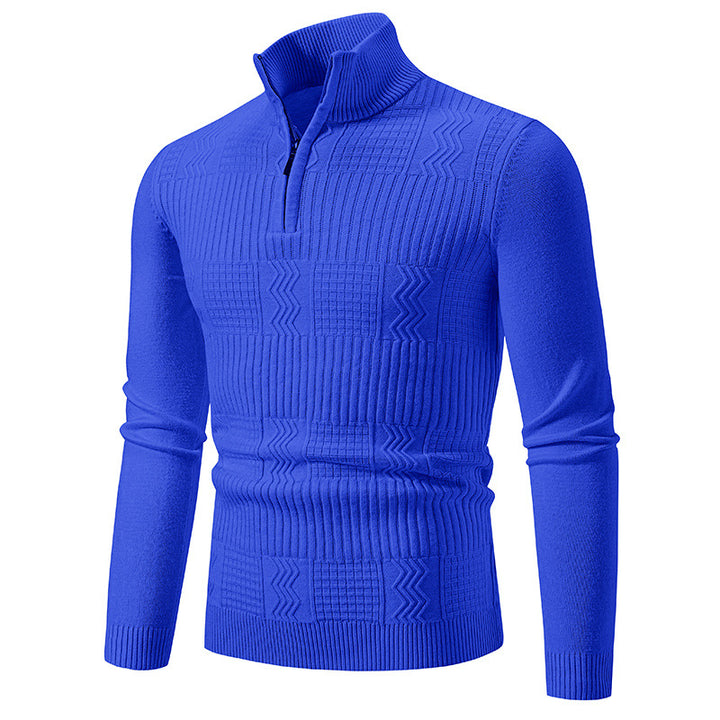 Herren hochwertiger Strickpullover mit modernem Zipper und strukturiertem Muster Aliams
