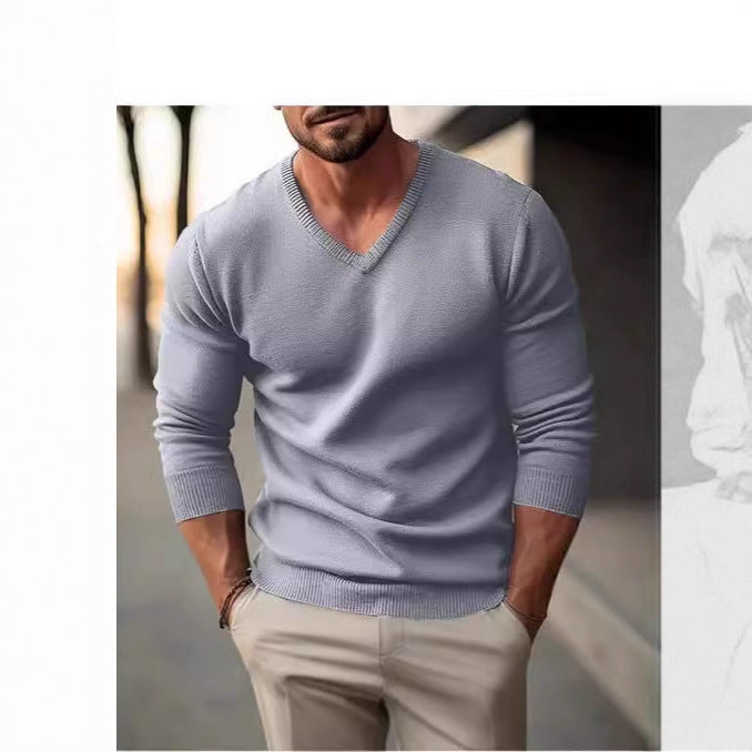 Herren V-Ausschnitt Pullover aus hochwertiger Baumwolle mit bequemer Passform Aliams
