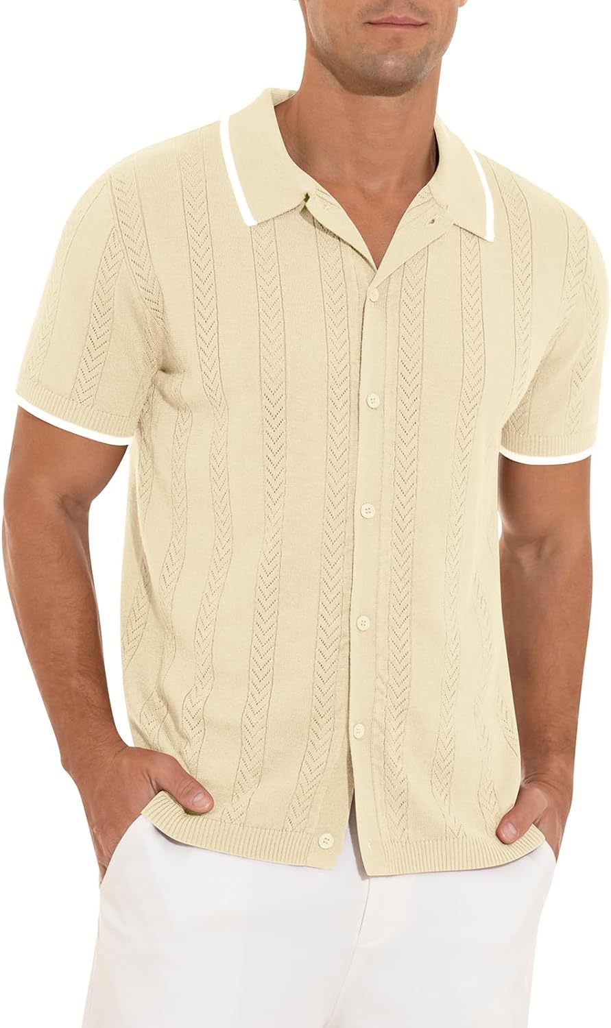 Herren feines Strickhemd mit strukturiertem Muster Aliams