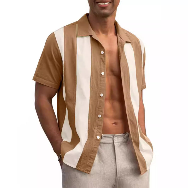 Herren Kurzarm Hemd mit aufwendigem Streifenmuster Aliams