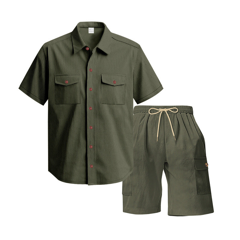 Herren komfortables Freizeitoutfit mit Kurzarmhemd und lockeren Shorts Aliams