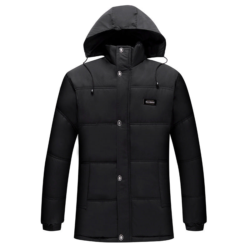 Herren gesteppte Winterjacke mit flauschigem Innenfutter und verstellbarem Kapuzenkragen Aliams