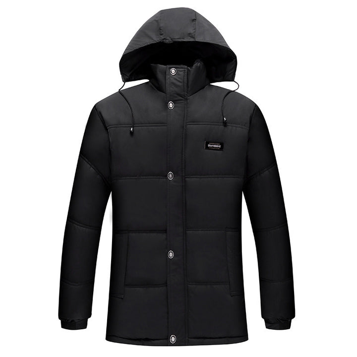 Herren gesteppte Winterjacke mit flauschigem Innenfutter und verstellbarem Kapuzenkragen Aliams