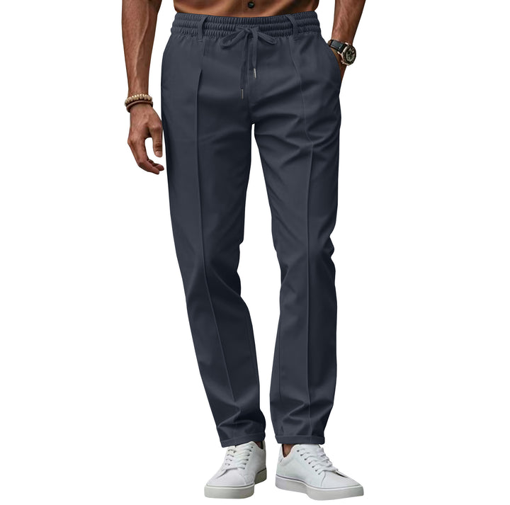 Herren elegante Chino-Hose mit elastischem Bund und seitlichen Taschen Aliams
