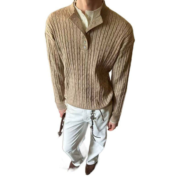 Herren Feinstrickpullover mit dekorativen Knopfdetails Aliams