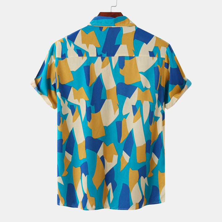 Herren Kurzarmhemd im auffälligen grafischen Muster mit lockerer Passform Aliams