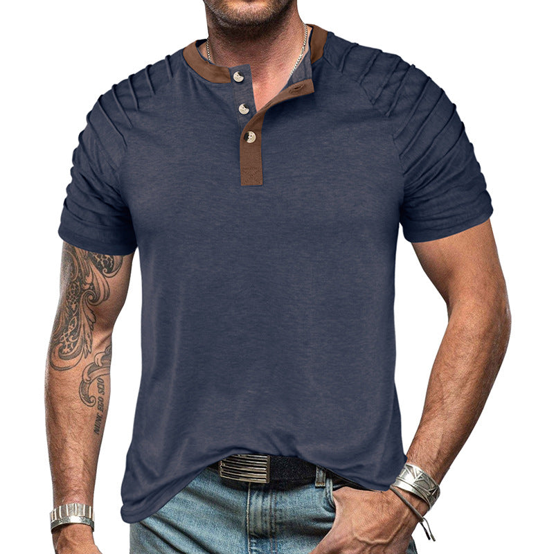 Herren Kurzarm-Henley-Shirt mit eleganter Knopfleiste und modischen Akzenten Aliams