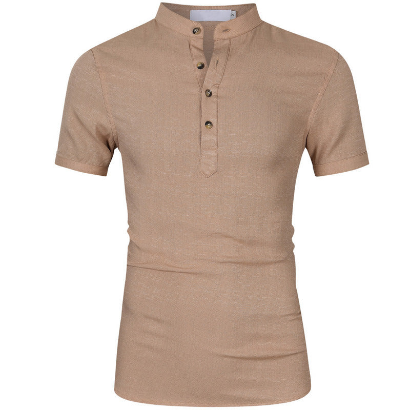 Herren Kurzarm Henley-Shirt mit edlem Knopfdesign und modernem Stehkragen Aliams