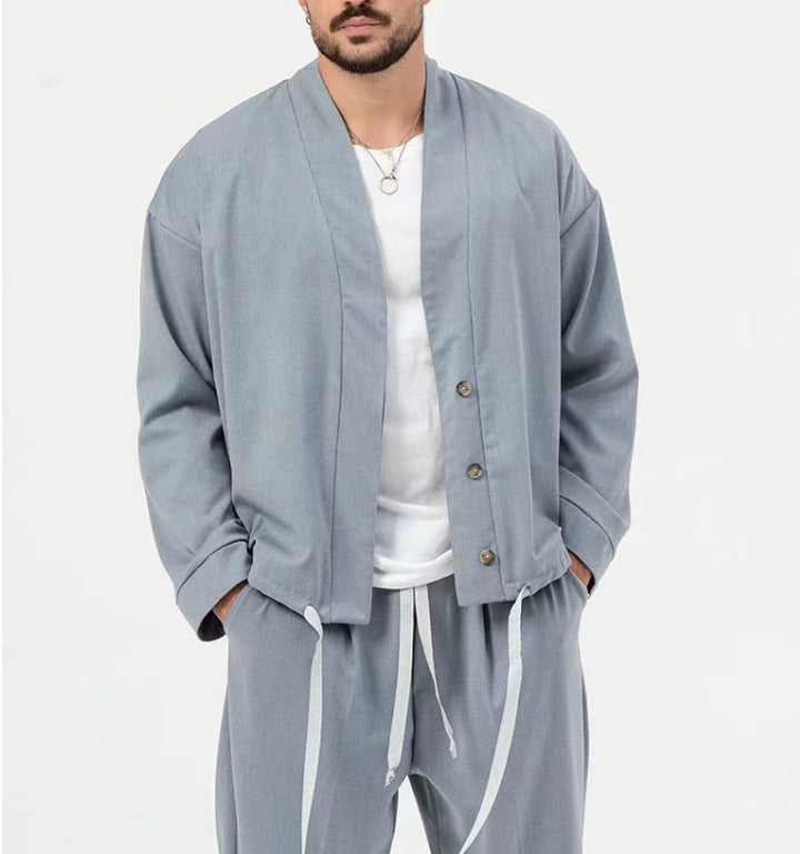 Herren elegantes Kombination aus leichtem Überwurf und lässigen Hosen Aliams