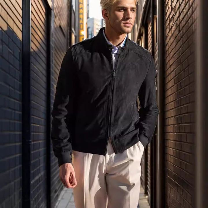 Herren elegante Wildleder-Bikerjacke Aliams