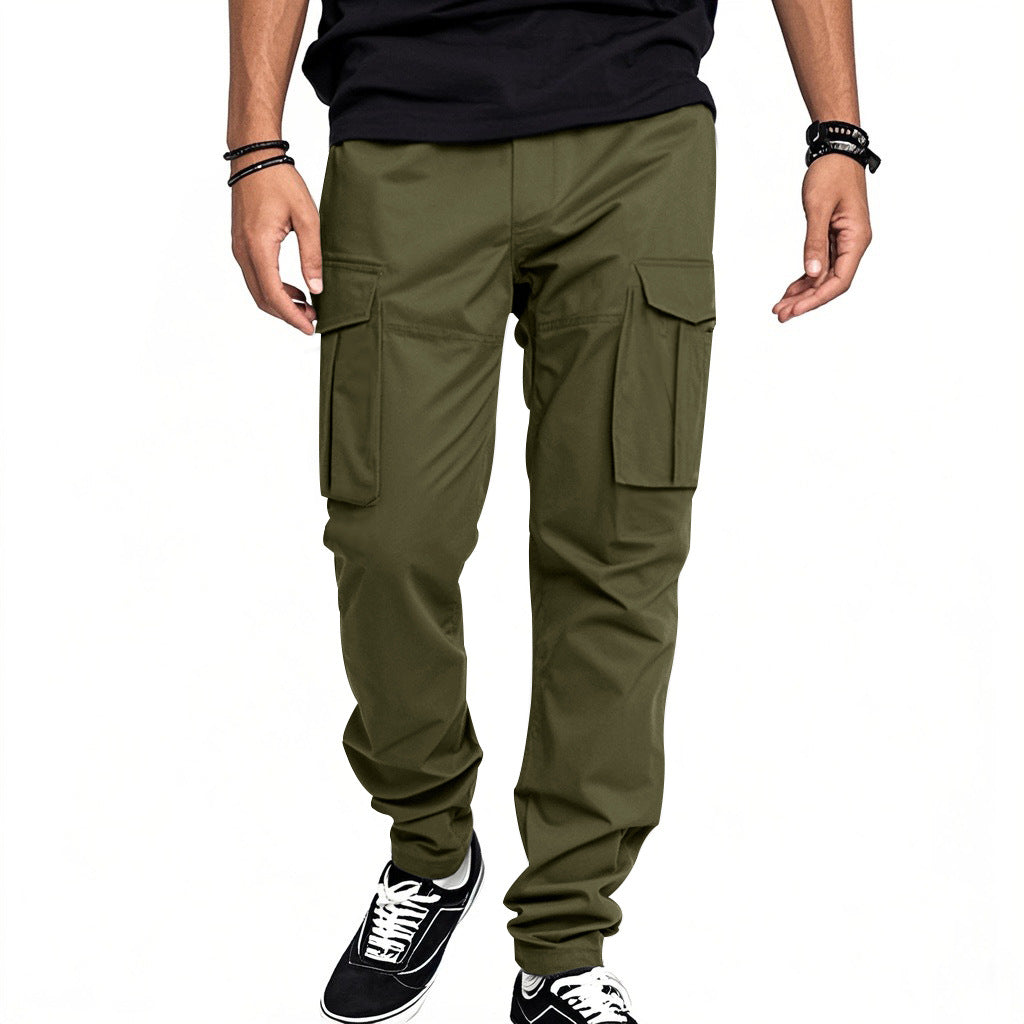 Herren funktionale Cargo-Hose mit mehreren Taschen und elastischem Bund Aliams