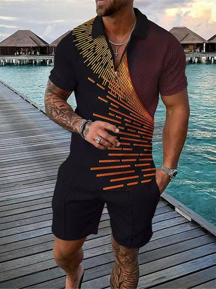 Herren Casual Strukturierter Polo Jumpsuit Aliams