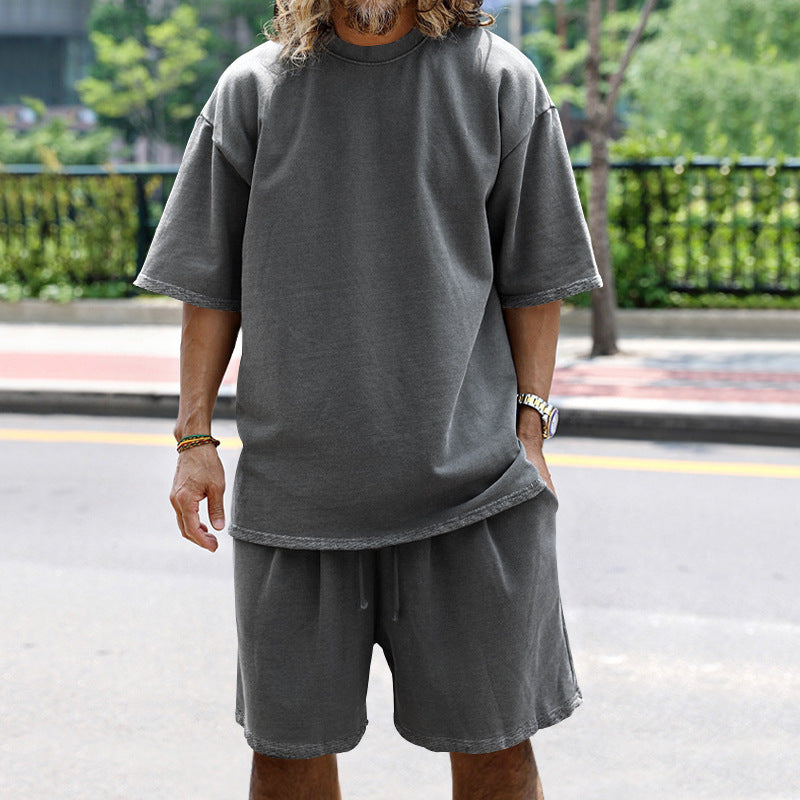 Herren Bequemer Freizeitanzug mit lässigem T-Shirt und Shorts Aliams