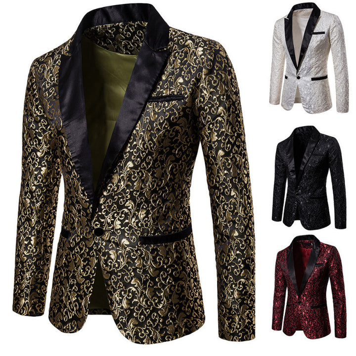 Herren Eleganter Samt-Blazer mit floralem Muster Aliams