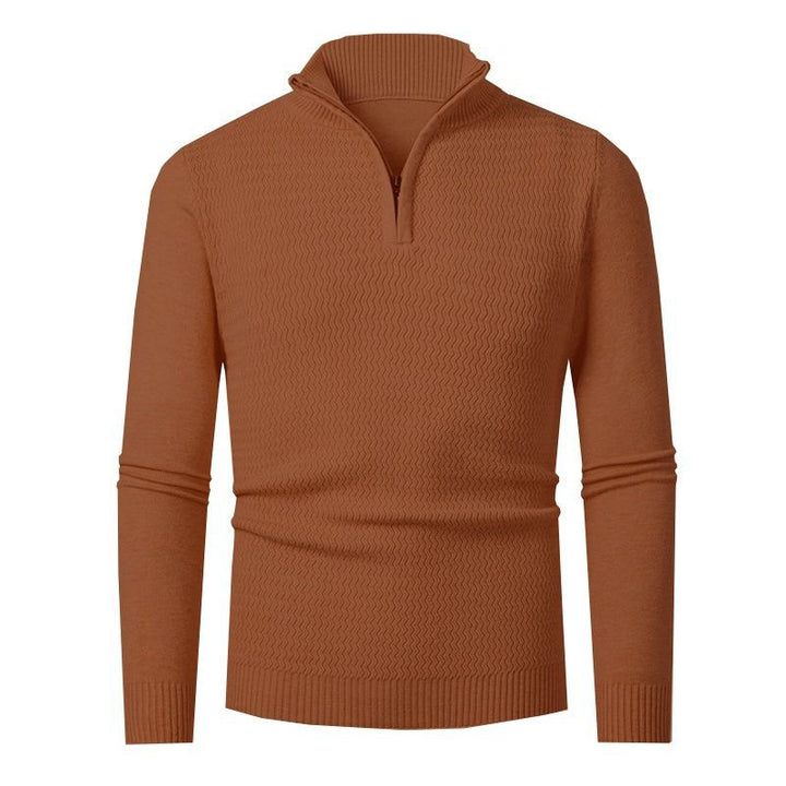 Herren eleganter Strickpullover mit Zipper und strukturiertem Wellen-Design Aliams