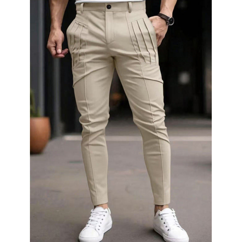 Herren stylische Slim-Fit Anzughose mit plissiertem Design Aliams