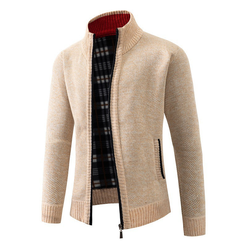 Herren elegante Strickjacke mit hohem Kragen und praktischem Reißverschluss Aliams