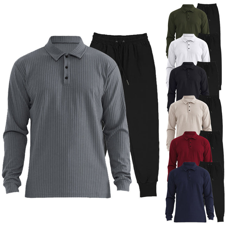 Herren Sportliches Langarm-Polo und Jogginghose Set Aliams