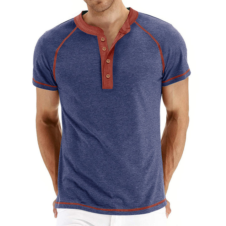 Herren Kurzarm-Henley-Shirt mit kontrastierenden Details und bequemer Passform Aliams