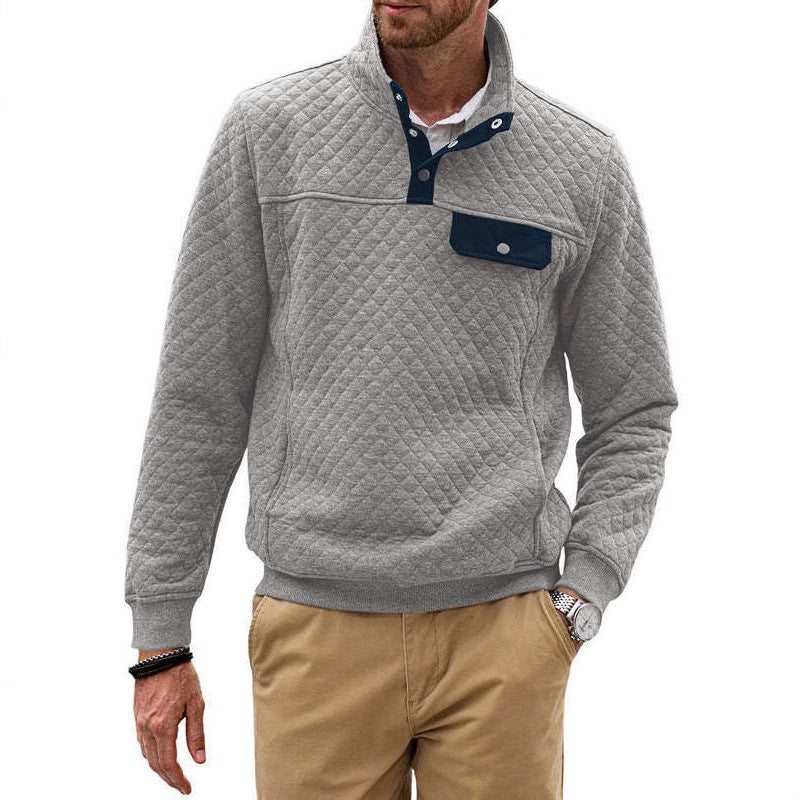 Herren Stepp-Pullover mit modernem Kragen und Brusttasche Aliams