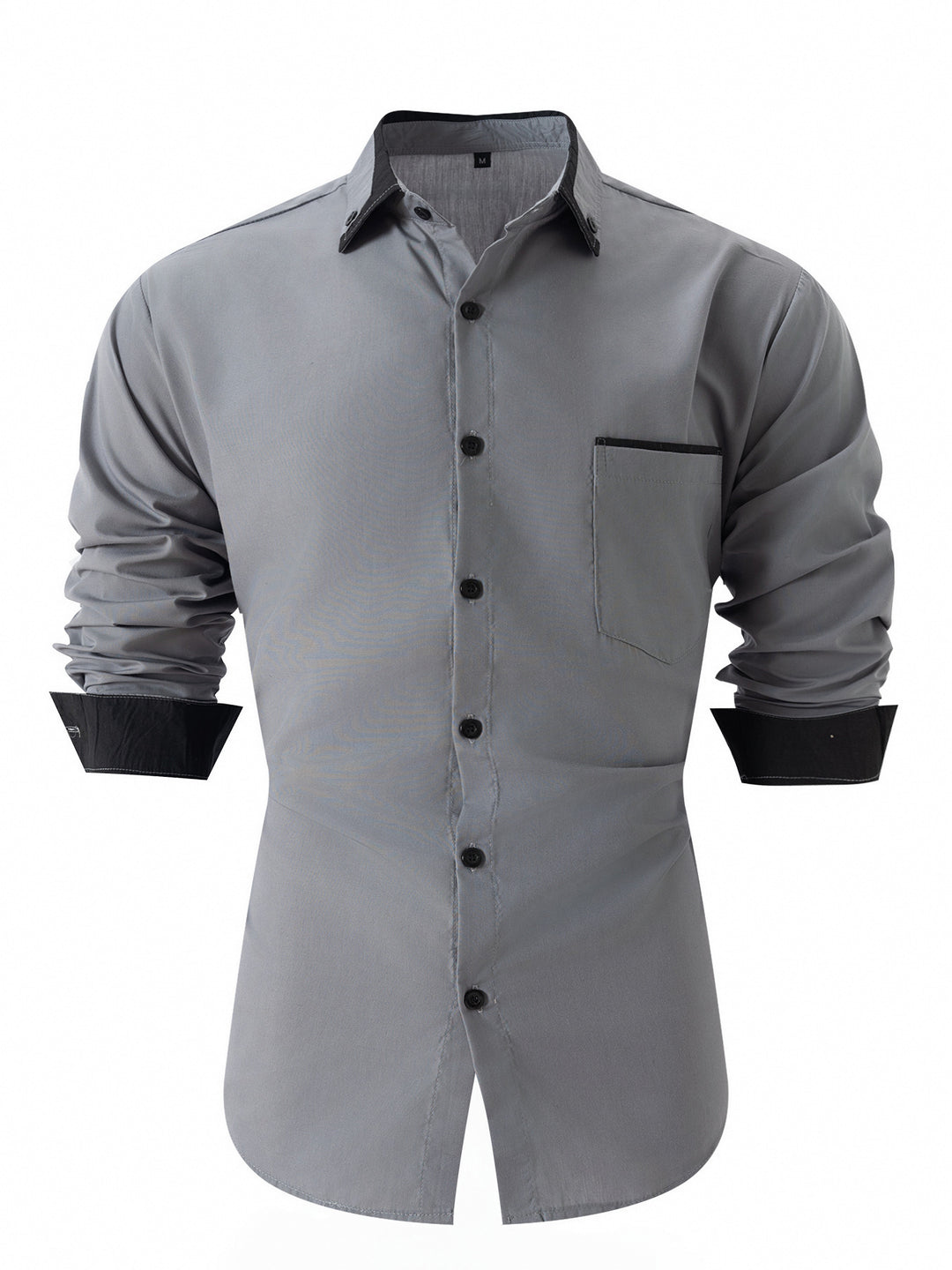 Herren elegantes Langarmhemd mit Kontrastdetails Aliams