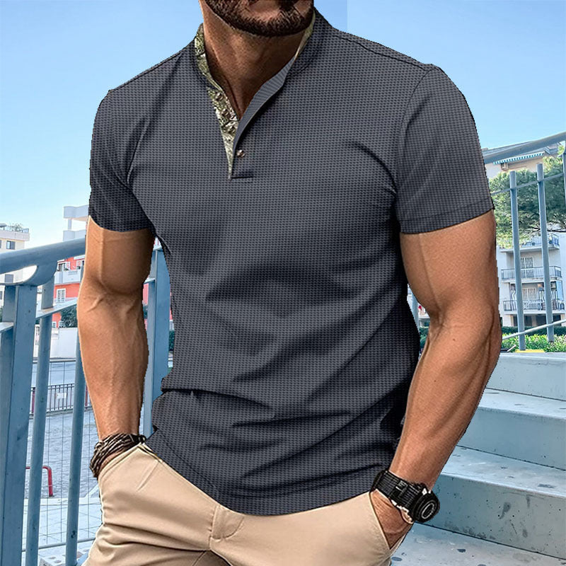 Herren Poloshirt mit modischem Kragen und strukturierter Oberfläche Aliams