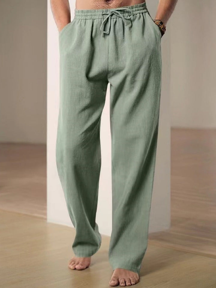 Herren Bequeme Leinenhose mit verstellbarem Bund Aliams