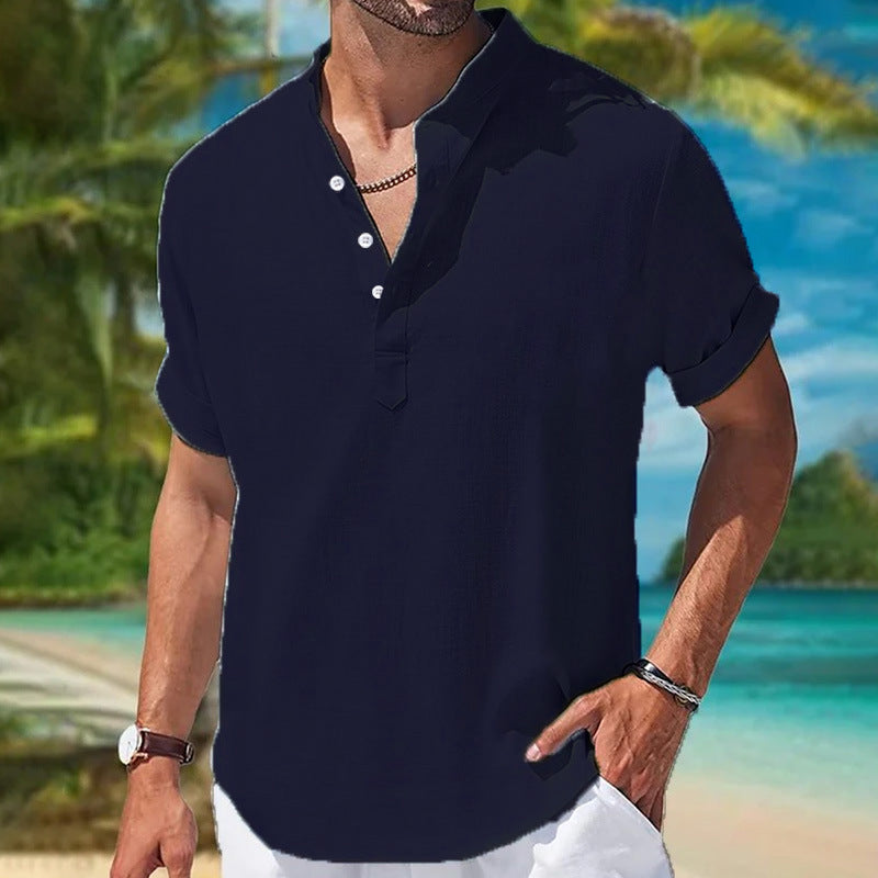 Herren Kurzarm Leinenhemd Aliams