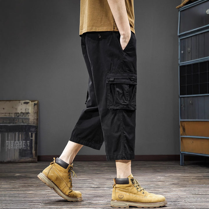 Herren Cargo-Shorts mit vielen Taschen und elastischem Bund Aliams