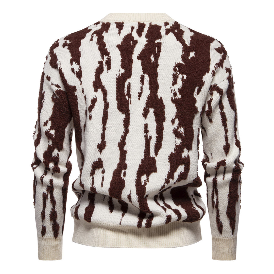 Herren Strickpullover mit modernem Zopfmuster und hohem Kragen Aliams