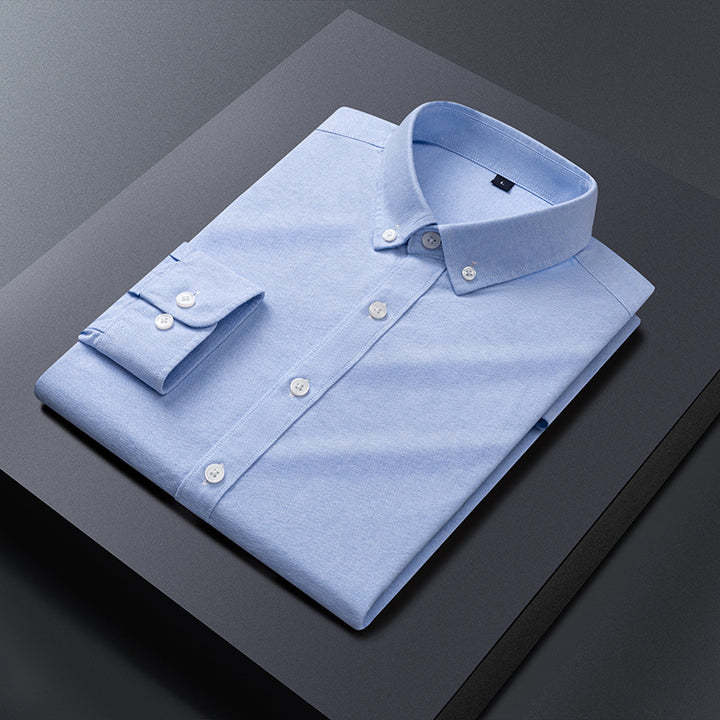 Herren Klassisches Baumwollhemd mit Button-Down-Kragen und praktischen Taschen Aliams