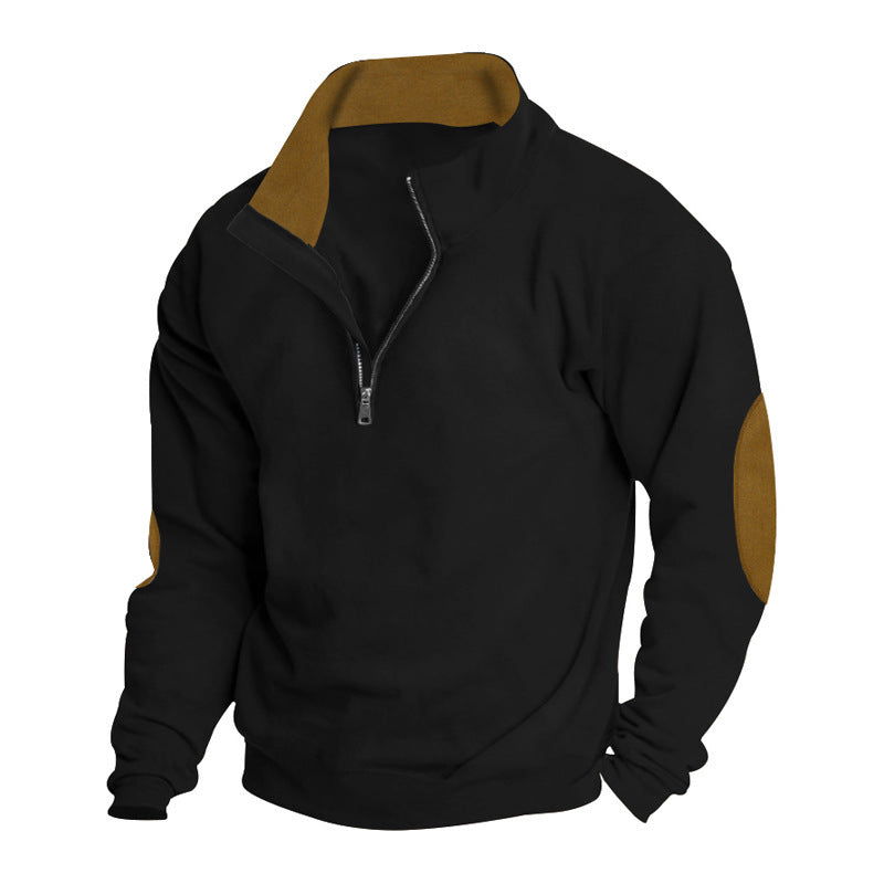 Herren Fleece-Pullover mit hohem Kragen und eleganten Akzenten Aliams