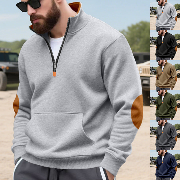 Herren hochabschließender Pullover mit praktischem Reißverschluss und Kapuzenfunktion Aliams