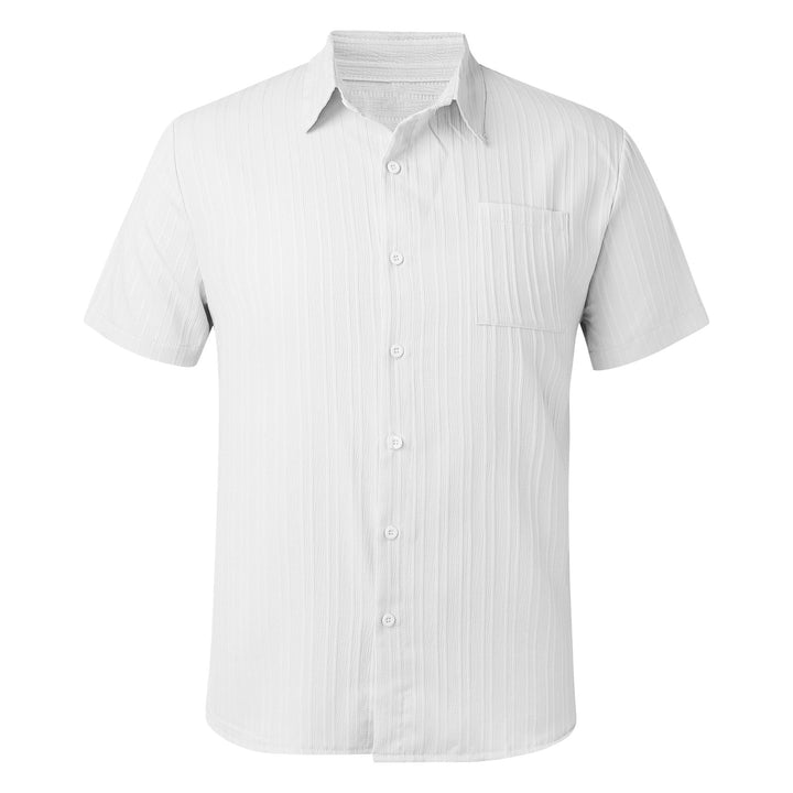 Herren Kurzarm-Hemd mit dezentem Längsstreifen und Brusttasche Aliams