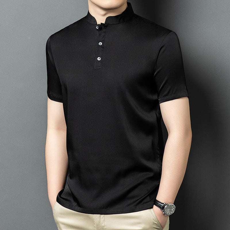 Herren Kurzarm Hemd im modernen Stehkragen-Stil Aliams