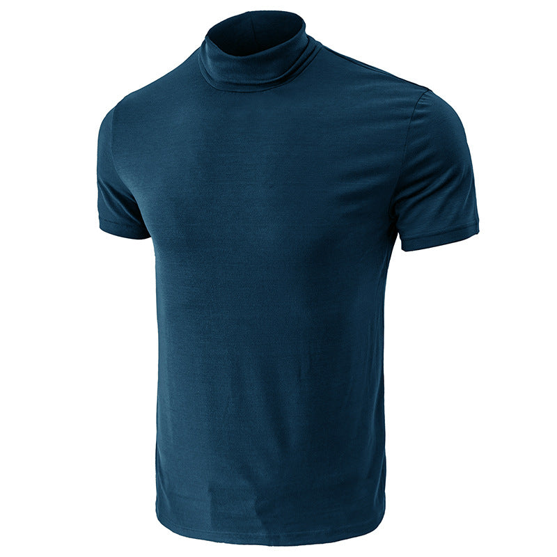 Herren Kurzarm-T-Shirt mit hohem Kragen und elastischem Material Aliams